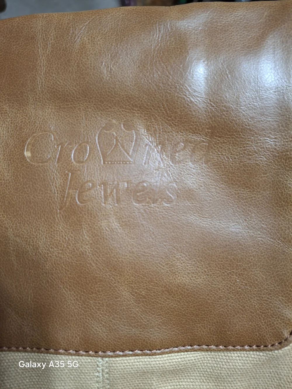 Vintage Field & Co. Canvas Messenger Bag with Leather Trim - Tan